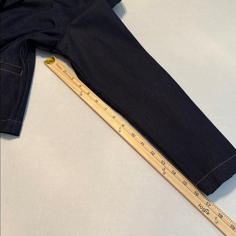 NWT Chico's Denim Blazer in Navy Cedar Rinse Long Sleeve Button Front Size Large - Picture 6 of 13